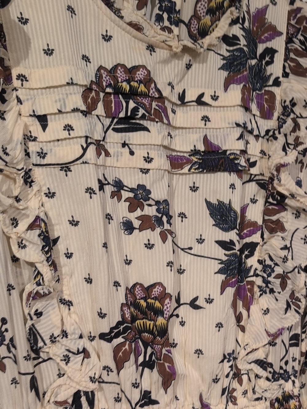 Scotch & Soda Cream Floral Long Sleeve Tiered Ruffle Dress Size M - Picture 8 of 9